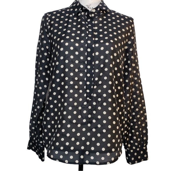 J. Crew Tops - J Crew polka dot cotton shirt
